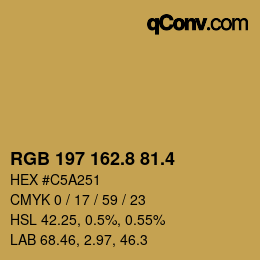 カラーコード: RGB 197 162.8 81.4 | qconv.com