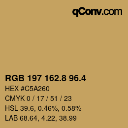 カラーコード: RGB 197 162.8 96.4 | qconv.com