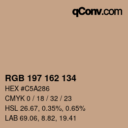Color code: RGB 197 162 134 | qconv.com
