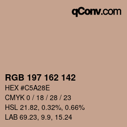 Color code: RGB 197 162 142 | qconv.com