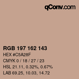 Color code: RGB 197 162 143 | qconv.com