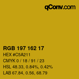 Color code: RGB 197 162 17 | qconv.com