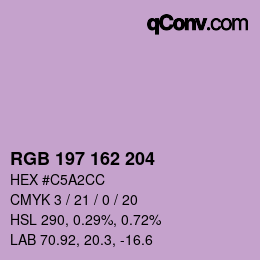 Color code: RGB 197 162 204 | qconv.com