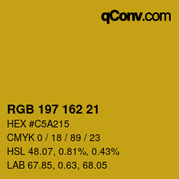 Color code: RGB 197 162 21 | qconv.com