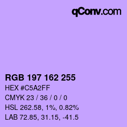 Color code: RGB 197 162 255 | qconv.com