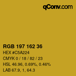 Color code: RGB 197 162 36 | qconv.com