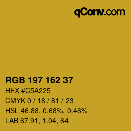 Color code: RGB 197 162 37 | qconv.com