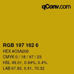 Color code: RGB 197 162 6 | qconv.com