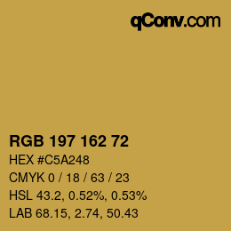 Color code: RGB 197 162 72 | qconv.com