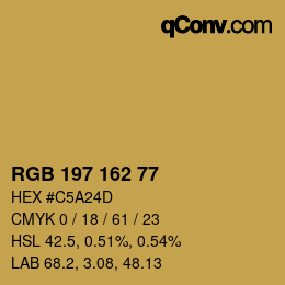 Color code: RGB 197 162 77 | qconv.com