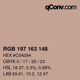 カラーコード: RGB 197 163 148 | qconv.com