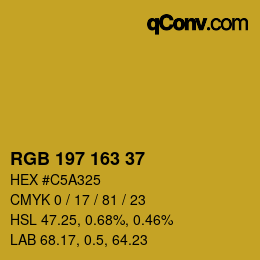 カラーコード: RGB 197 163 37 | qconv.com