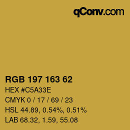 カラーコード: RGB 197 163 62 | qconv.com