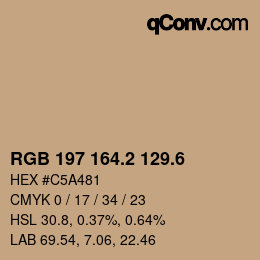 カラーコード: RGB 197 164.2 129.6 | qconv.com