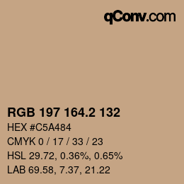 カラーコード: RGB 197 164.2 132 | qconv.com