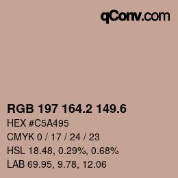 カラーコード: RGB 197 164.2 149.6 | qconv.com
