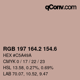 カラーコード: RGB 197 164.2 154.6 | qconv.com