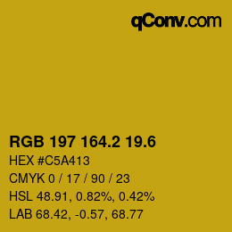 カラーコード: RGB 197 164.2 19.6 | qconv.com