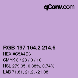 カラーコード: RGB 197 164.2 214.6 | qconv.com