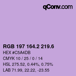 カラーコード: RGB 197 164.2 219.6 | qconv.com