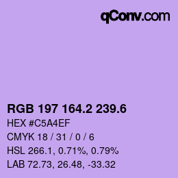 カラーコード: RGB 197 164.2 239.6 | qconv.com