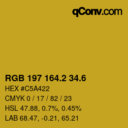 カラーコード: RGB 197 164.2 34.6 | qconv.com