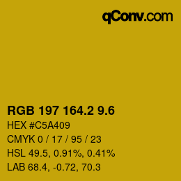 カラーコード: RGB 197 164.2 9.6 | qconv.com