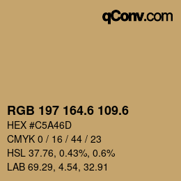 カラーコード: RGB 197 164.6 109.6 | qconv.com