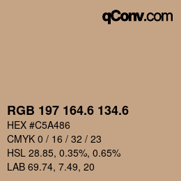 カラーコード: RGB 197 164.6 134.6 | qconv.com