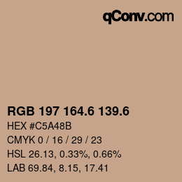 カラーコード: RGB 197 164.6 139.6 | qconv.com