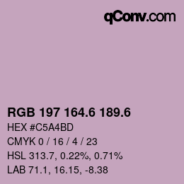 カラーコード: RGB 197 164.6 189.6 | qconv.com