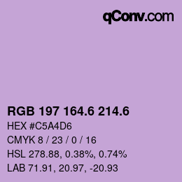 カラーコード: RGB 197 164.6 214.6 | qconv.com