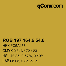 カラーコード: RGB 197 164.6 54.6 | qconv.com