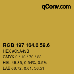 カラーコード: RGB 197 164.6 59.6 | qconv.com