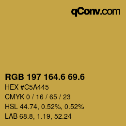 カラーコード: RGB 197 164.6 69.6 | qconv.com