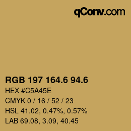 カラーコード: RGB 197 164.6 94.6 | qconv.com