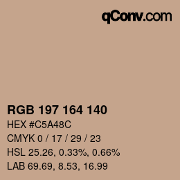 Código de color: RGB 197 164 140 | qconv.com