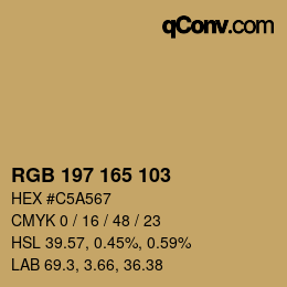 Color code: RGB 197 165 103 | qconv.com