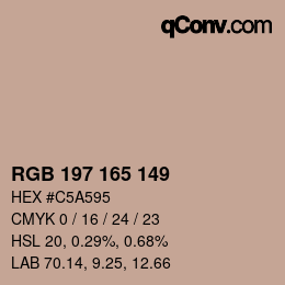 カラーコード: RGB 197 165 149 | qconv.com