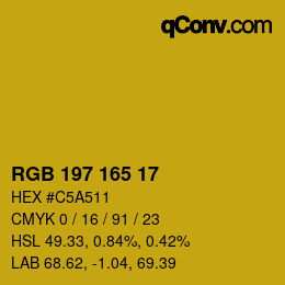 Color code: RGB 197 165 17 | qconv.com