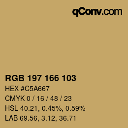 Color code: RGB 197 166 103 | qconv.com