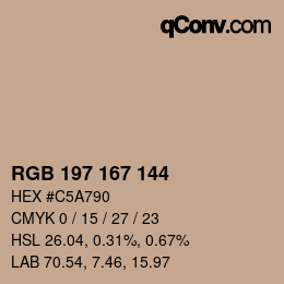 カラーコード: RGB 197 167 144 | qconv.com