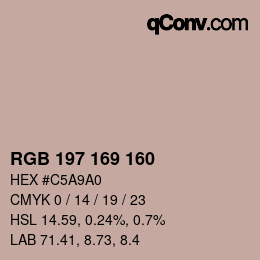 Código de color: RGB 197 169 160 | qconv.com