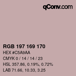 カラーコード: RGB 197 169 170 | qconv.com