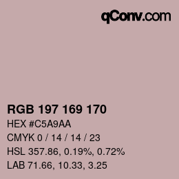 颜色代码: RGB 197 169 170 | qconv.com