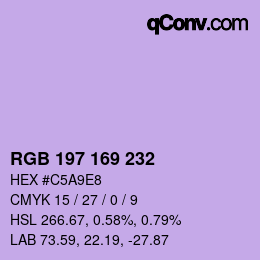 Color code: RGB 197 169 232 | qconv.com