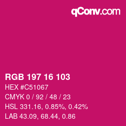 Color code: RGB 197 16 103 | qconv.com