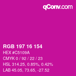 Color code: RGB 197 16 154 | qconv.com