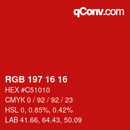 Color code: RGB 197 16 16 | qconv.com