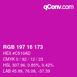 Color code: RGB 197 16 173 | qconv.com